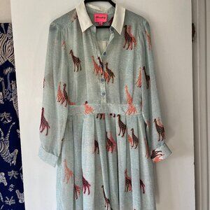 BEAUTIFULLY brand vintage long sleeve dress - giraffe print - size Small